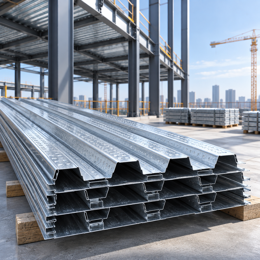 Galvanized steel truss deck profile for composite floors
