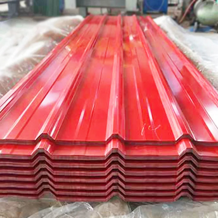 Red prepainted corrugated sheet stock from the verified product source archive