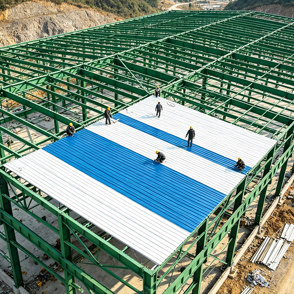 Prefabricated steel building for industrial and commercial projects