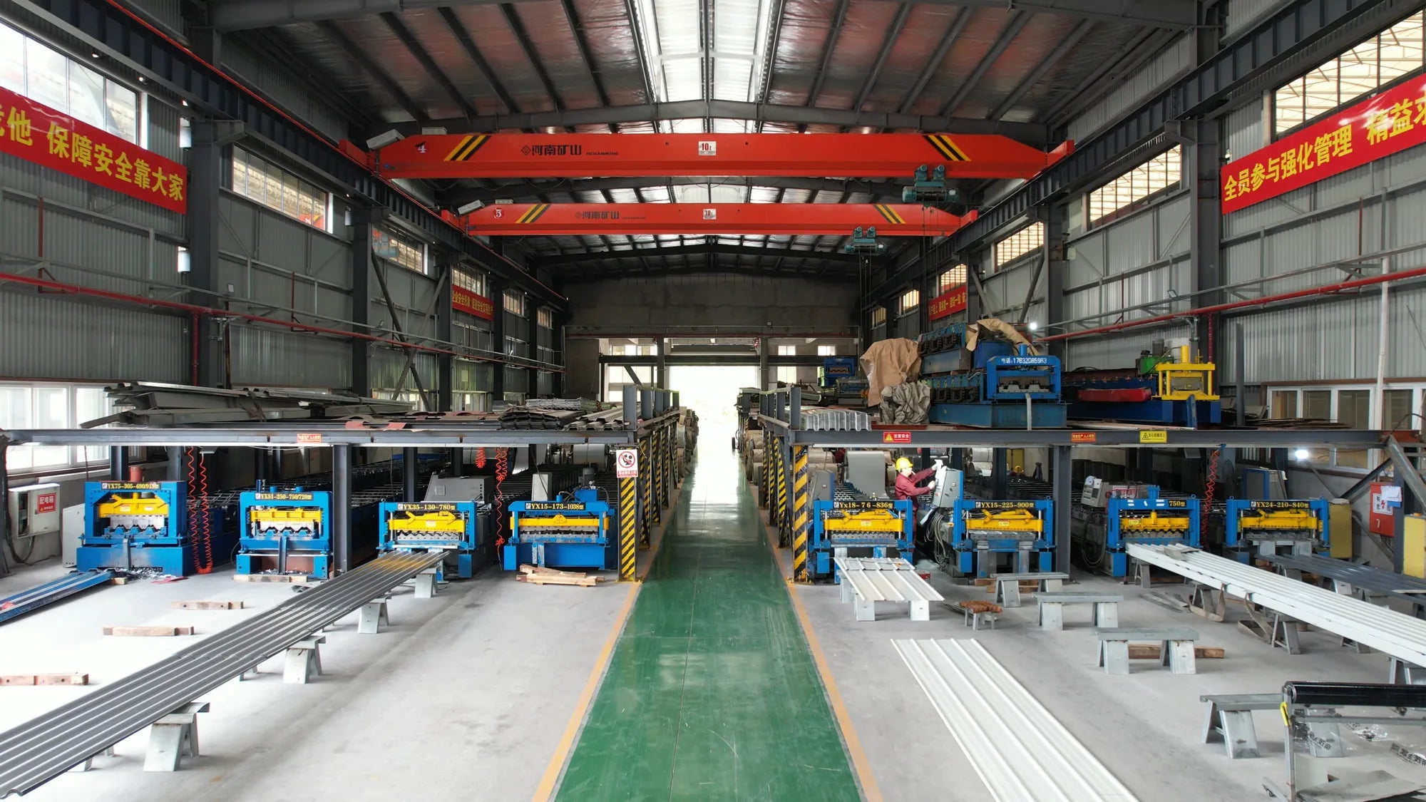 Roofing and floor-deck production areas from the VANTRO factory media library
