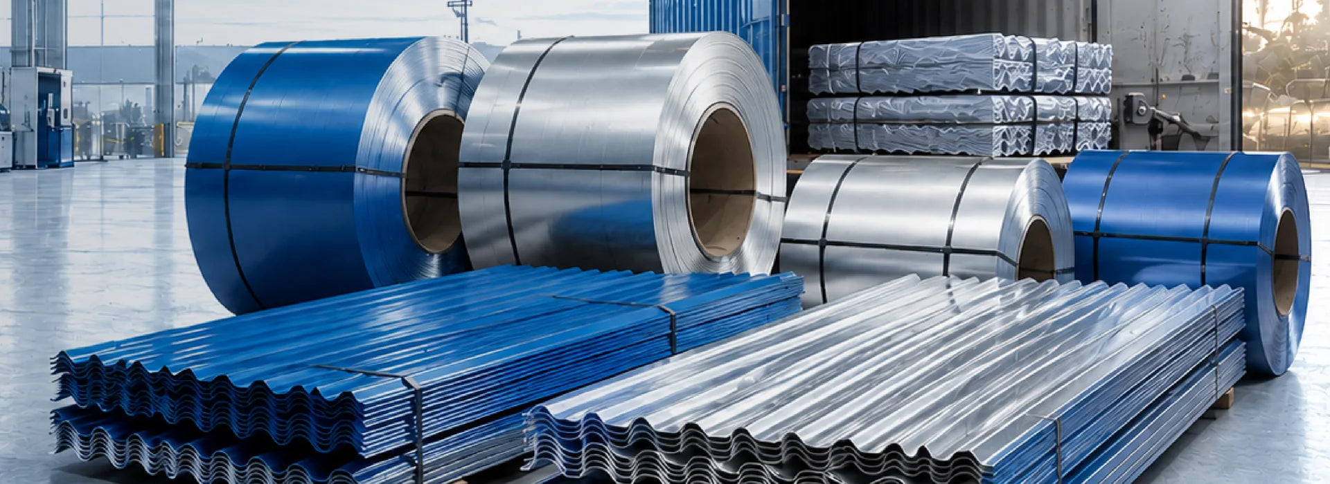 Industrial steel building material supply and factory context